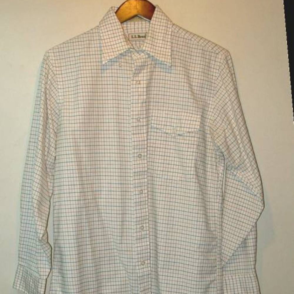 LL Bean 60% cotton single needle tailoring  men  dress shirt M 15 1/2 33